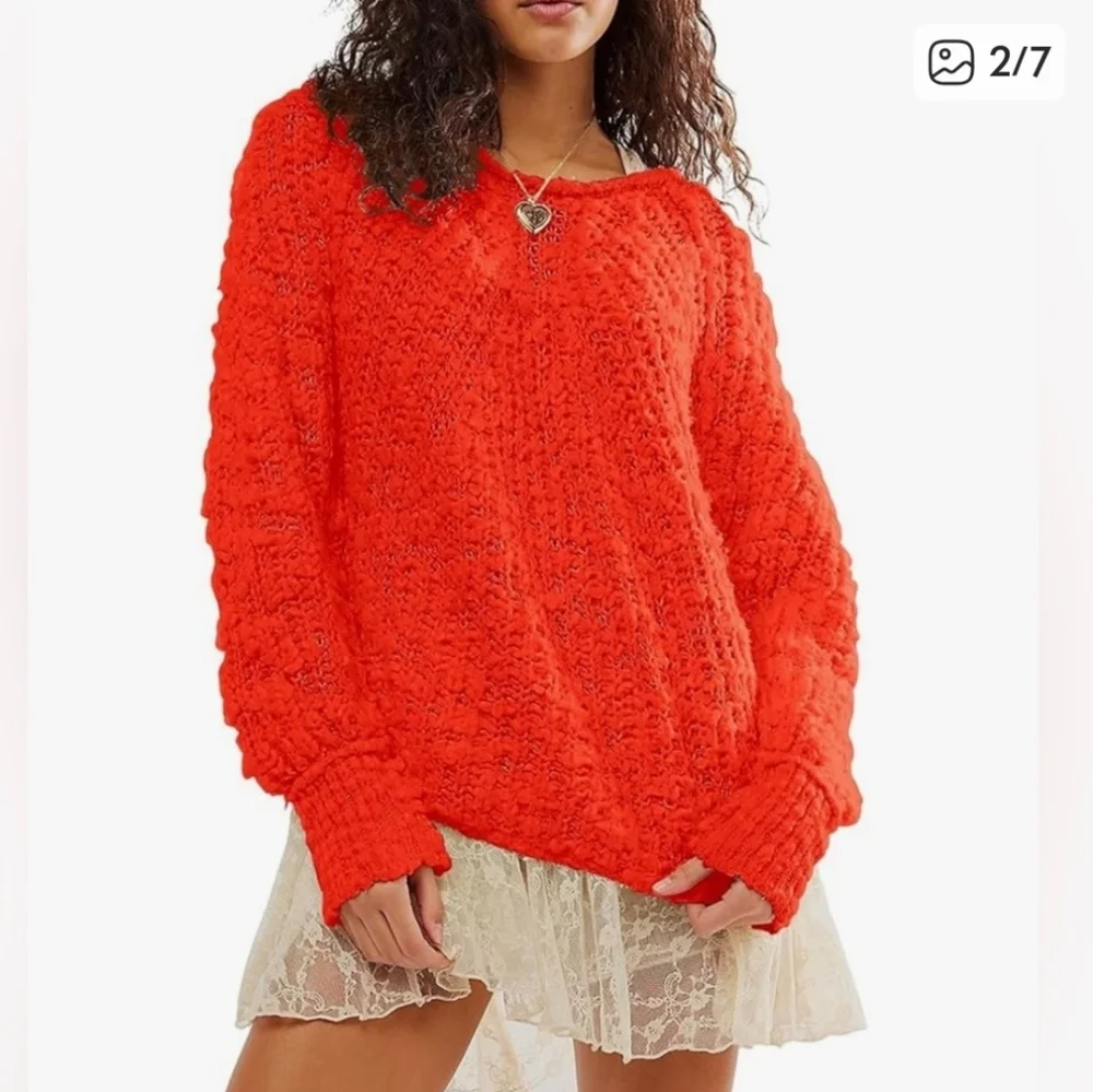 Free People Red Orange Sweater